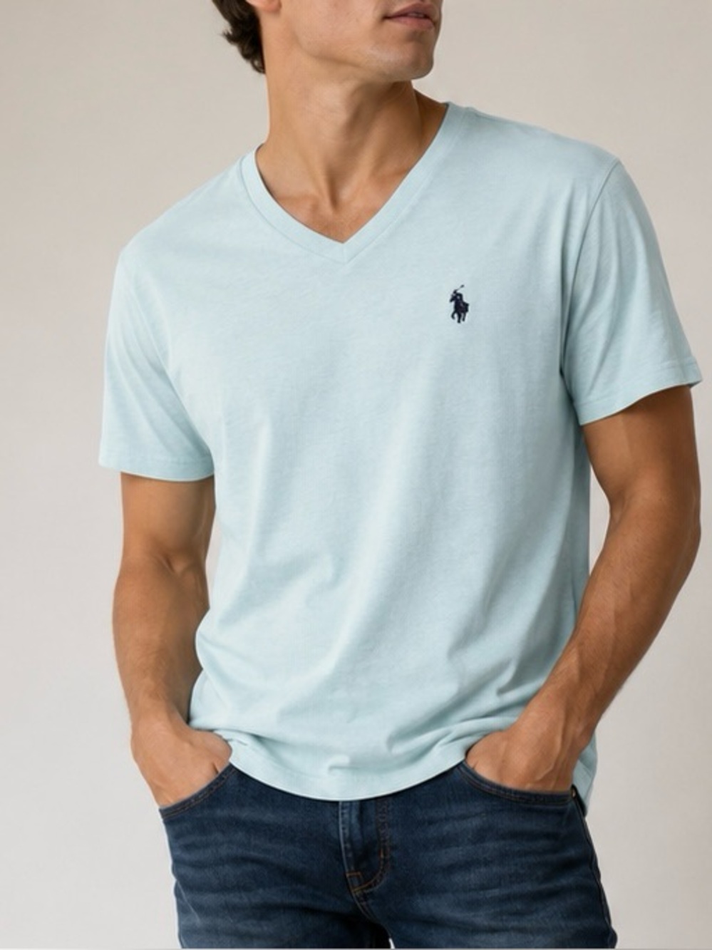 U.S. Polo Assn. Mint Green Embroidered V-Neck Tee | Size M⁠